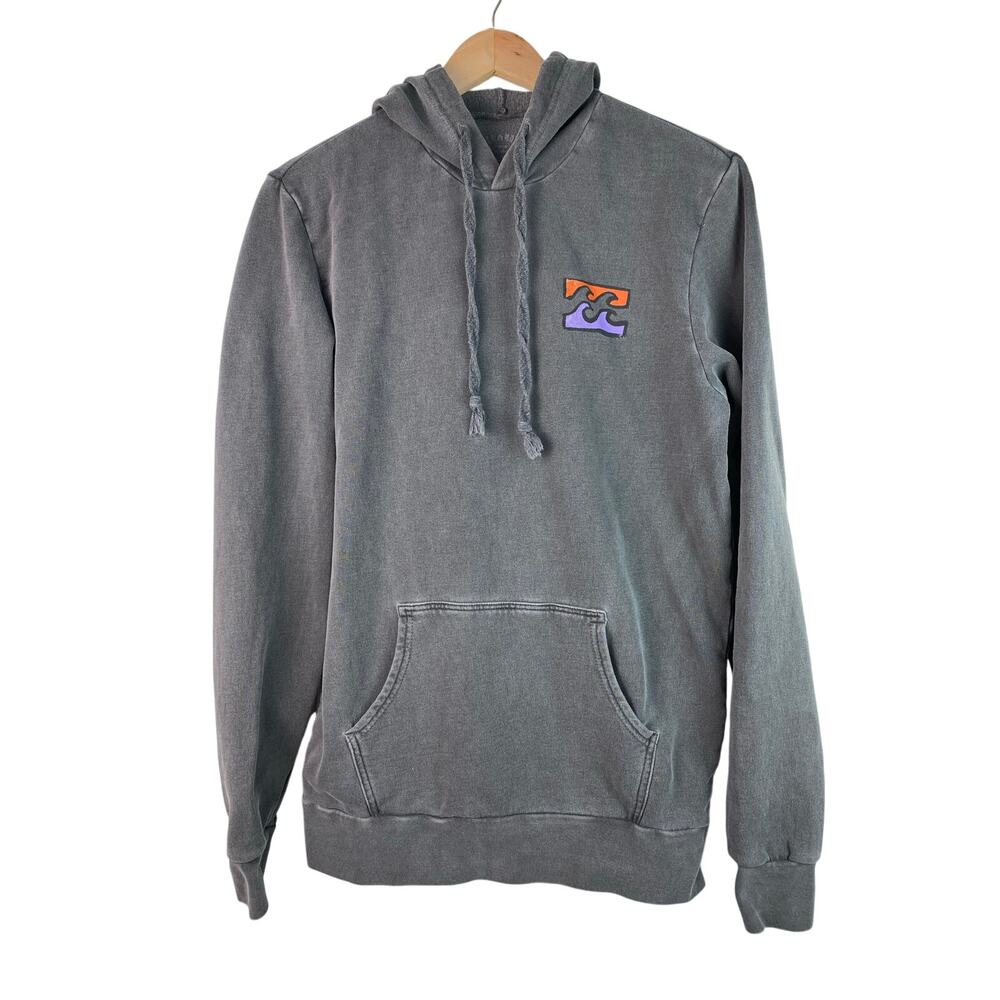 Billabong Men's M Gray Graphic Wave Pullover Hoodie Sweatshirt *